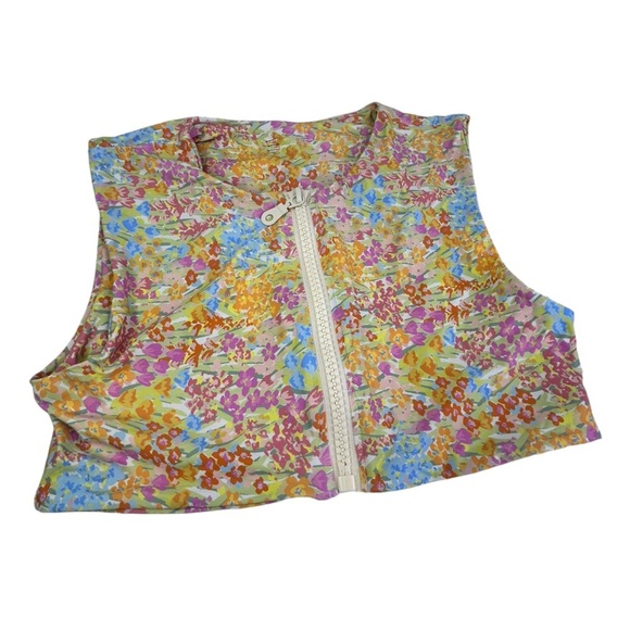 NEW Free People Stone Fox Swim Tank top Zip front Flower fields Floral Bikini - Picture 1 of 5